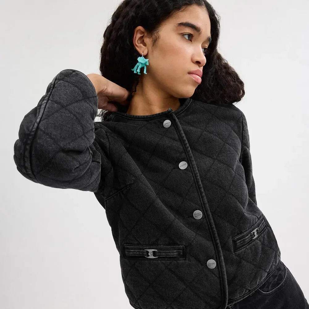 COACH Heritage C Quilted Denim Jacket In Organic Cotton xs